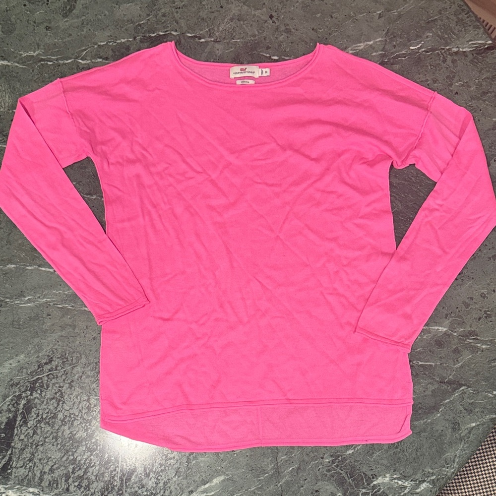 Vineyard Vines Merino Bright Pink Long Sleeve Top